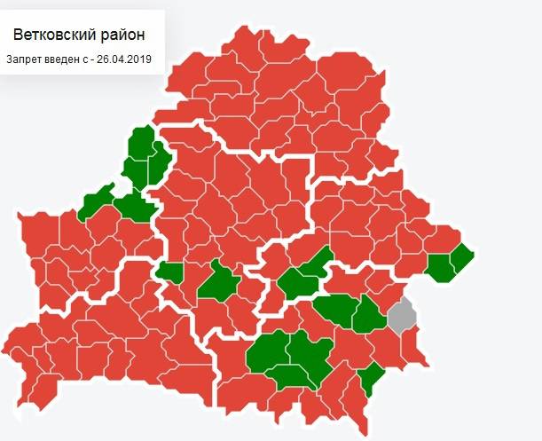 karta Запрет на посещение лесов снят в 14 районах Беларуси